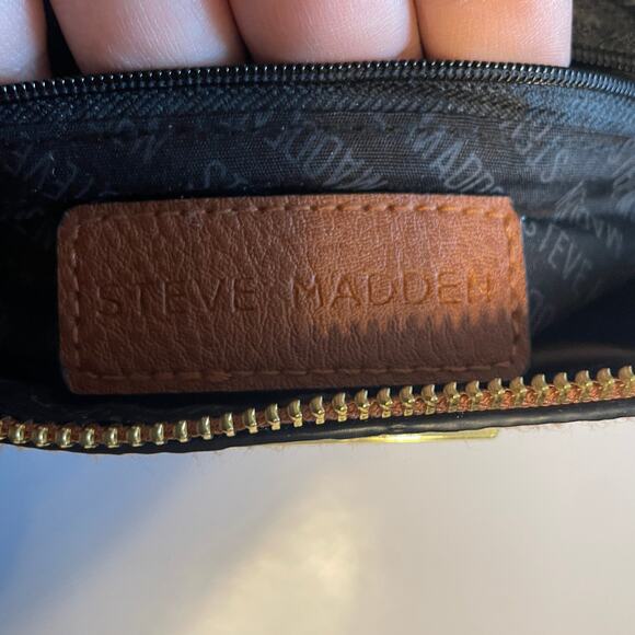 Steve Madden Cognac Brown Dome B MAGGIE Crossbody Women's Faux Leather Chain Bag - Picture 6 of 10